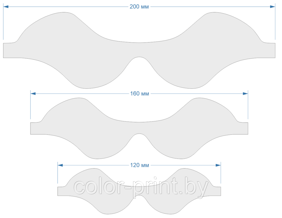 Набор шаблонов для бантиков , ПЭТ 0,7 мм (1уп = 5наборов) - фото 2 - id-p88146147