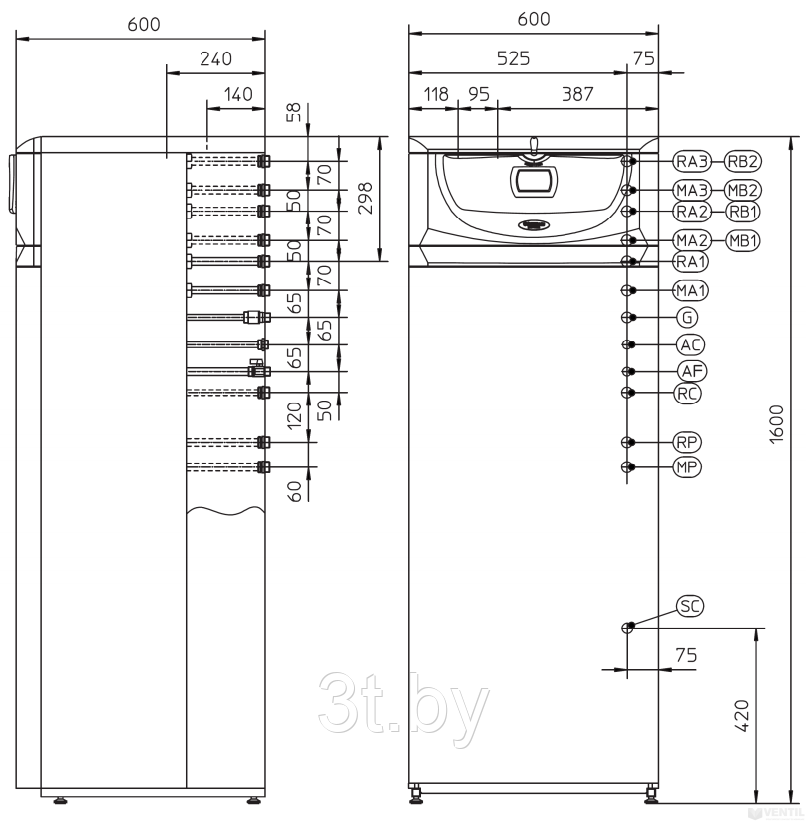 HERCULES Condensing 26 Газовый конденсационный котел 26 кВт со встроенным бойлером 120 л из нержавеющей стали - фото 5 - id-p88160152