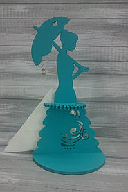 Салфетница "Барышня с зонтом", цвет: морская волна