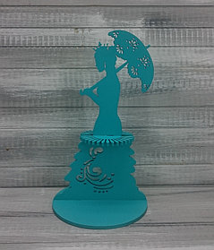 Салфетница "Дама с зонтиком", цвет: морская волна