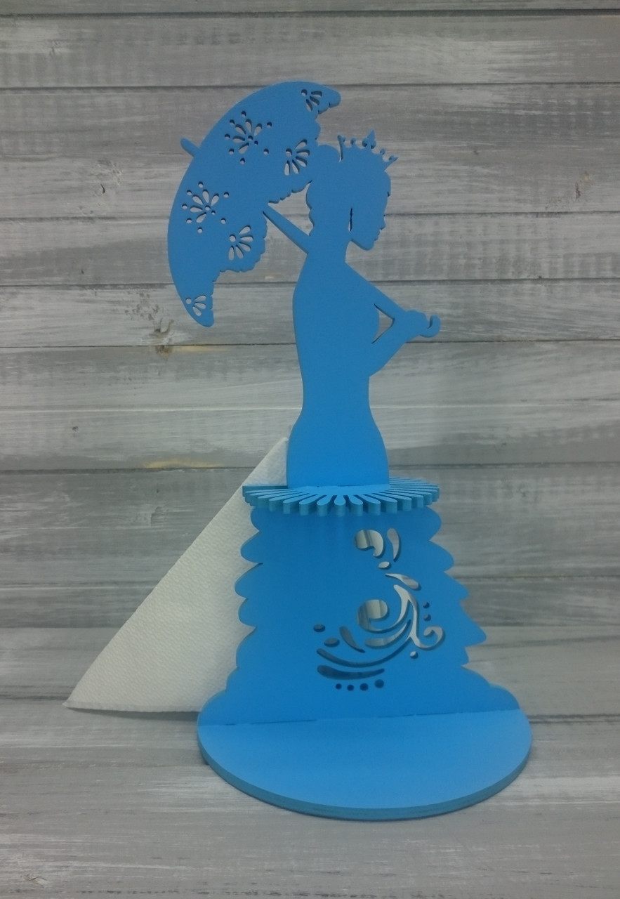 Салфетница "Дама с зонтиком", цвет: голубой