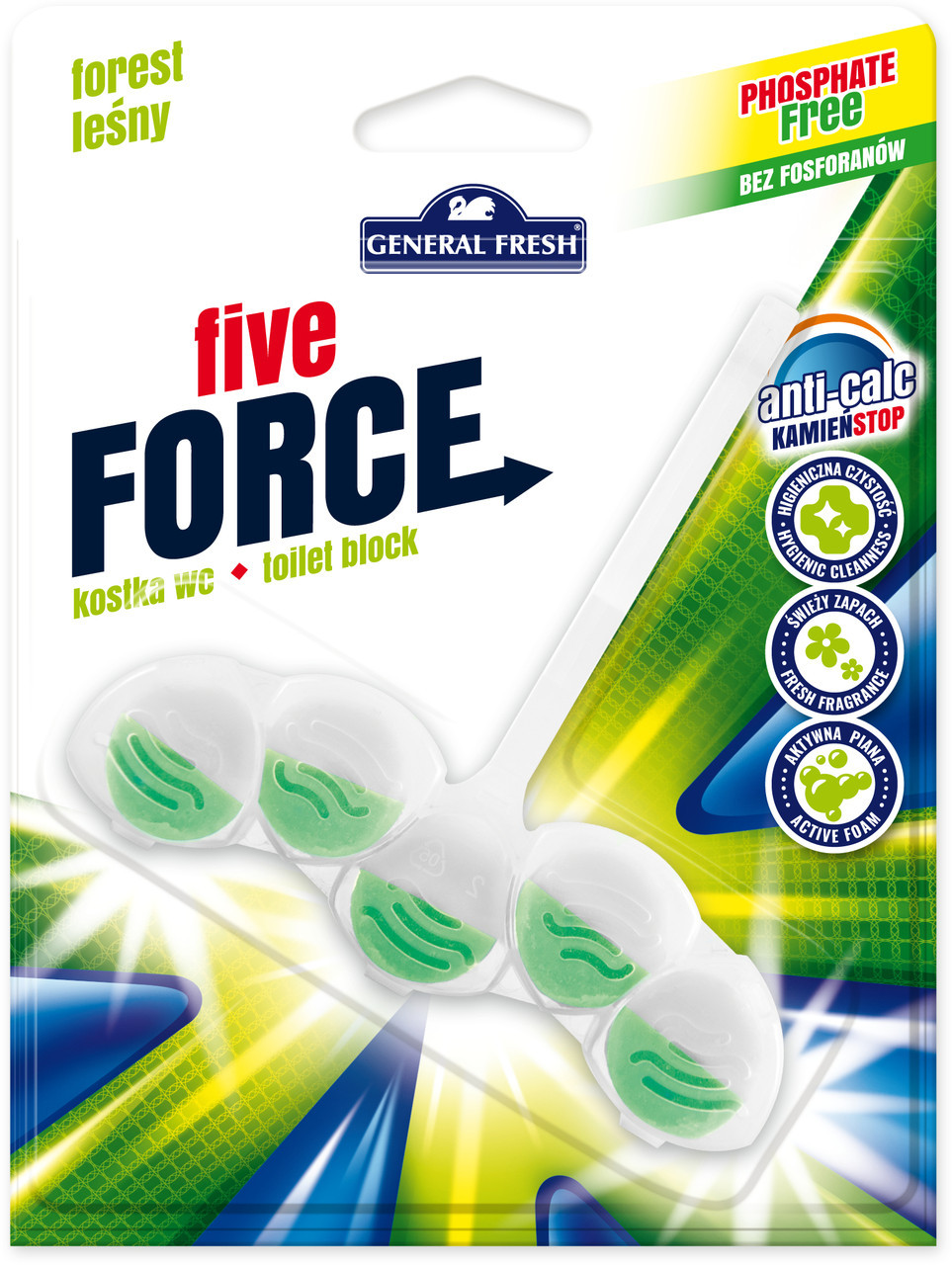 Освежитель WC для унитазов KOSTKA WC "FIVE- FORCE" GENERAL FRESH (Лес)