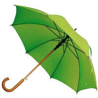 Зонт-трость зеленый с деревянной ручкой для нанесения логотипа