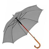 Зонт-трость голубой с деревянной ручкой для нанесения логотипа, фото 5