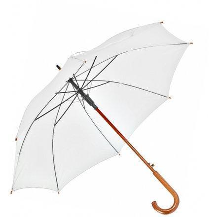 Зонт-трость белый с деревянной ручкой для нанесения логотипа