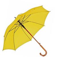 Зонт-трость желтый с деревянной ручкой для нанесения логотипа