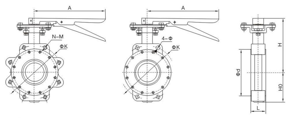 Затвор межфланцевый двусторонне-герметичный с уплотнением PTFE