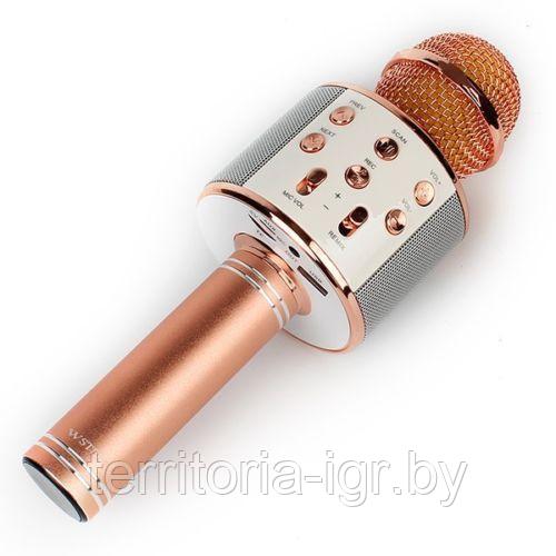 Караоке-микрофон Bluetooth WS-858 розовое золото Handheld ktv - фото 1 - id-p88438015