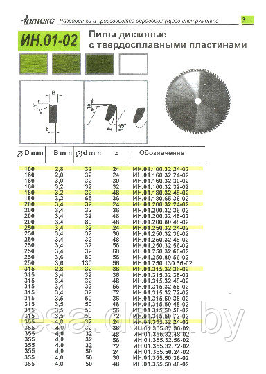 Пилы дисковые с твердосплавными пластинами ИНТЕКС (Украина) - фото 4 - id-p88448042