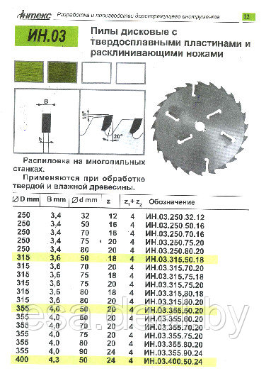 Пилы дисковые с твердосплавными пластинами ИНТЕКС (Украина) - фото 8 - id-p88448042