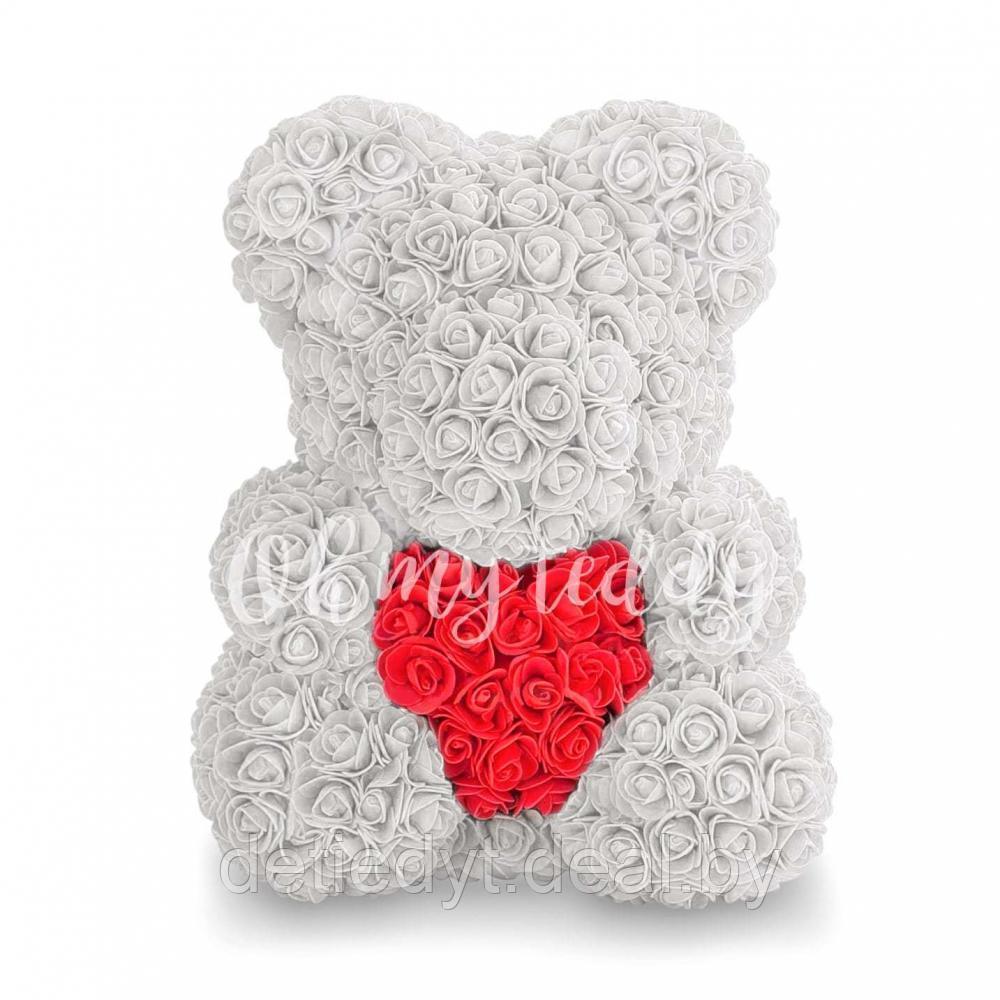 Мишка из 3D роз с сердцем (40 см) в подарочной упаковке - фото 5 - id-p88459527
