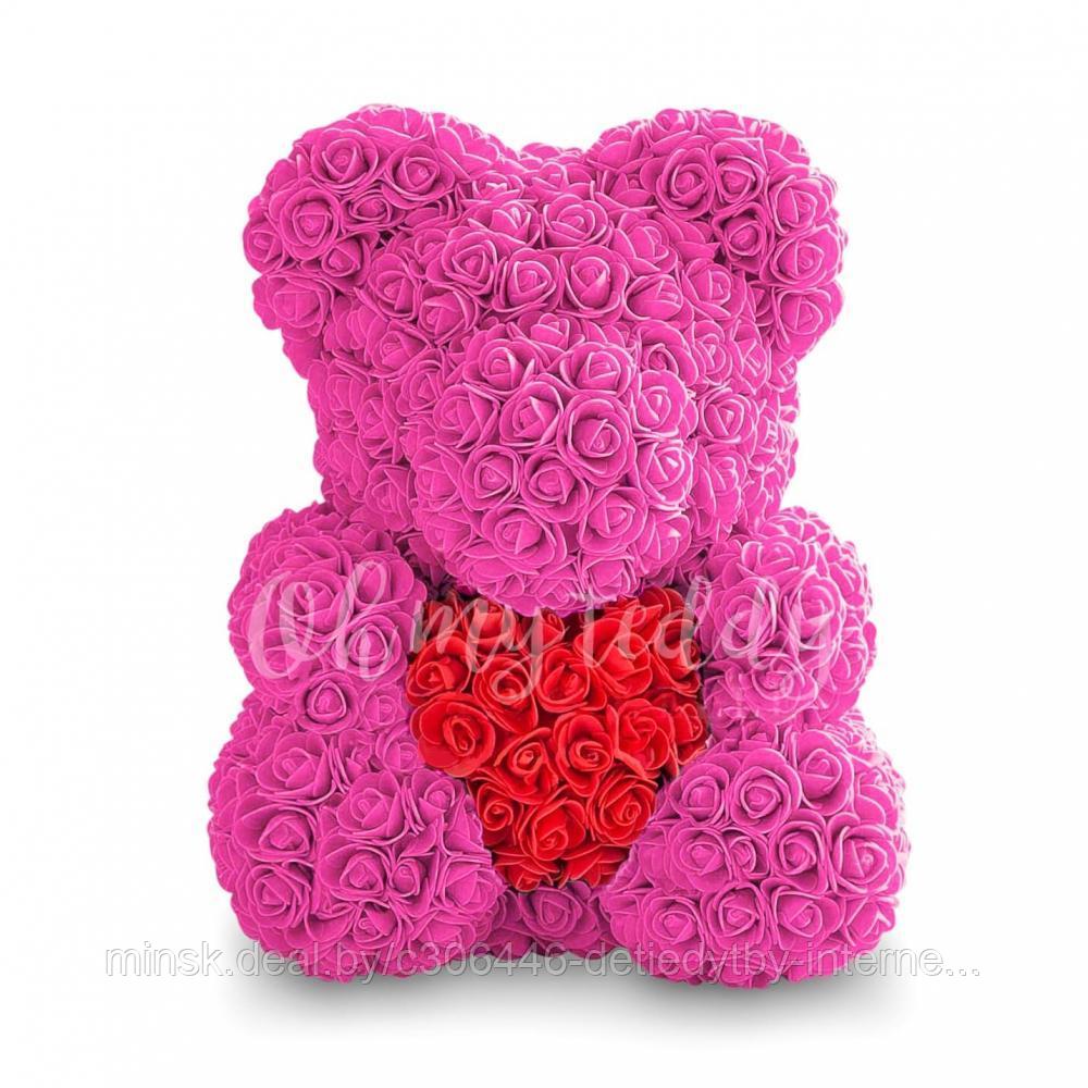 Мишка из 3D роз с сердцем (40 см) в подарочной упаковке - фото 6 - id-p88459527
