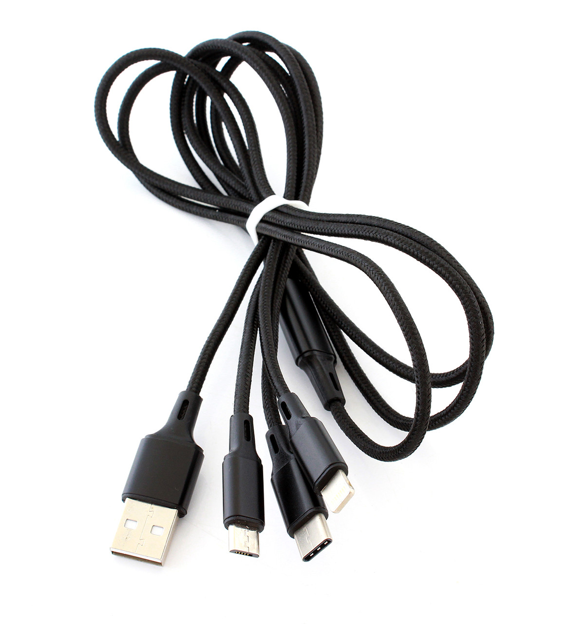 Кабель для зарядки 3 в 1 Apple/MICRO USB/ USB-C Black - фото 3 - id-p88501012