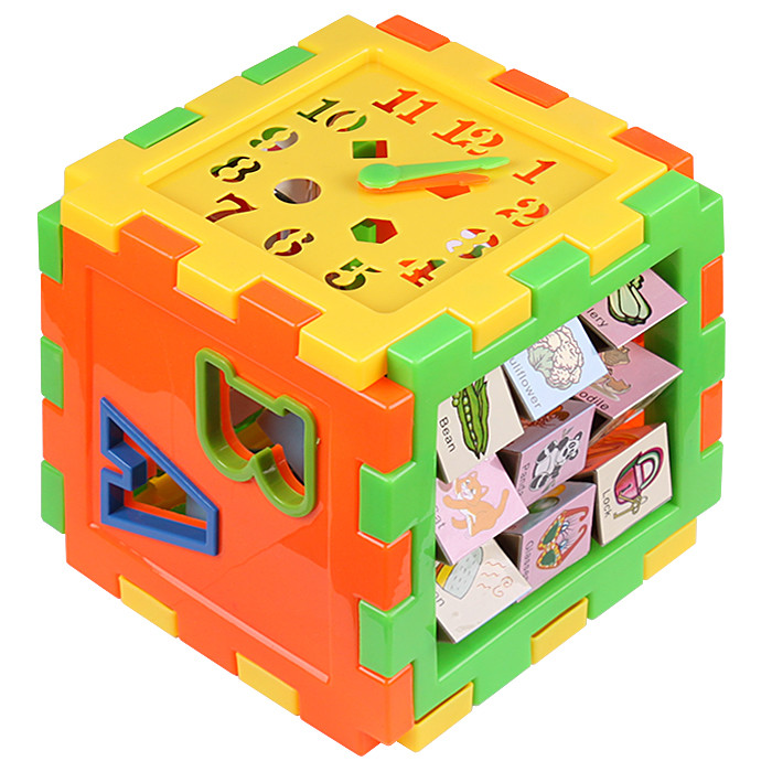 Кубик-сортер 12,5x12,5см с часами