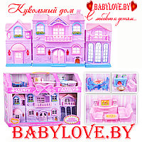 КУКОЛЬНЫЙ ДОМИК МЕБЕЛЬЮ И АКСЕССУАРАМИ HAPPY FAMILY Pink House 8121
