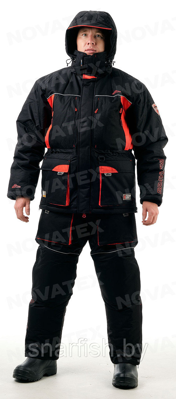 Зимний рыболовный костюм  «Селигер» - 45 мембрана 10000/10000 ( черно-красный) GRAYLING