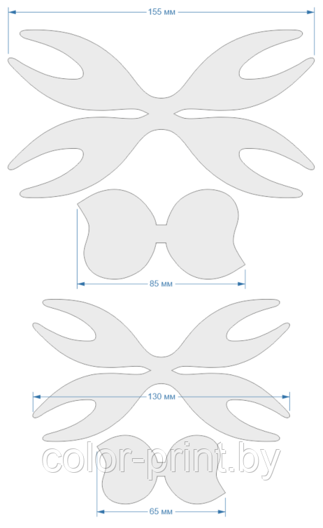 Набор шаблонов для бантиков , ПЭТ 0,7 мм (1уп = 5наборов) - фото 2 - id-p88546655