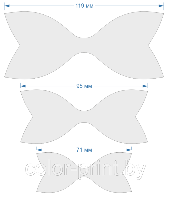 Набор шаблонов для бантиков , ПЭТ 0,7 мм (1уп = 5наборов) - фото 2 - id-p88547020