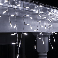 Гирлянда Айсикл (бахрома) светодиодный, 2,4 х 0,6 м, прозрачный провод, 230 В, диоды белые, 88 LED NEON-NIGHT