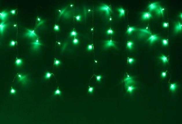 Гирлянда Айсикл (бахрома) светодиодный, 2,4х0,6 м, прозрачный провод, 230 В, диоды зелёные, 88 LED NEON-NIGHT