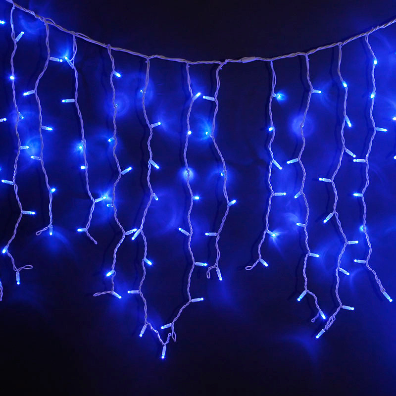 Гирлянда Айсикл (бахрома) светодиодный, 2,4 х 0,6 м, прозрачный провод, 230 В, диоды синие, 88 LED  NEON-NIGHT