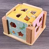 Деревянный сортёр Куб разборный с геометрическими фигурами, фото 5