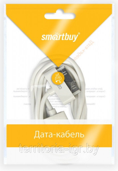 Дата-кабель iK-412 USB - 30-pin белый Smartbuy (Apple 4) - фото 1 - id-p63395895
