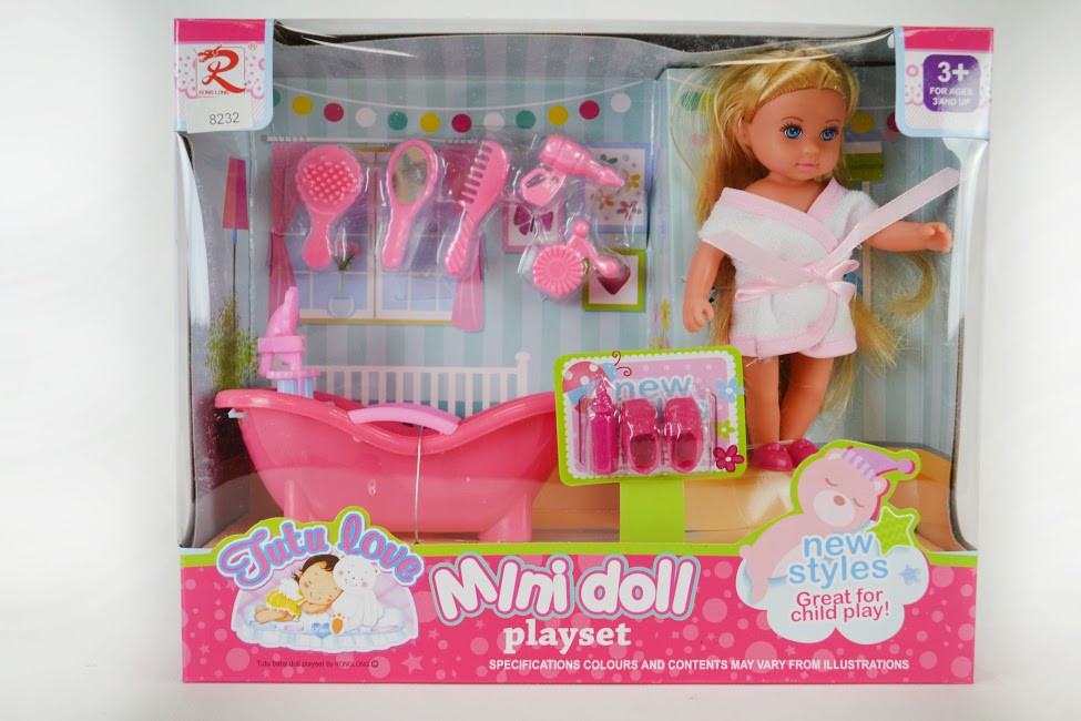 Кукла Mini doll с ванной и др. аксессуарами, арт.8232