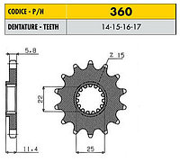 Звездочка ведущая Sunstar 360-16 зубьев