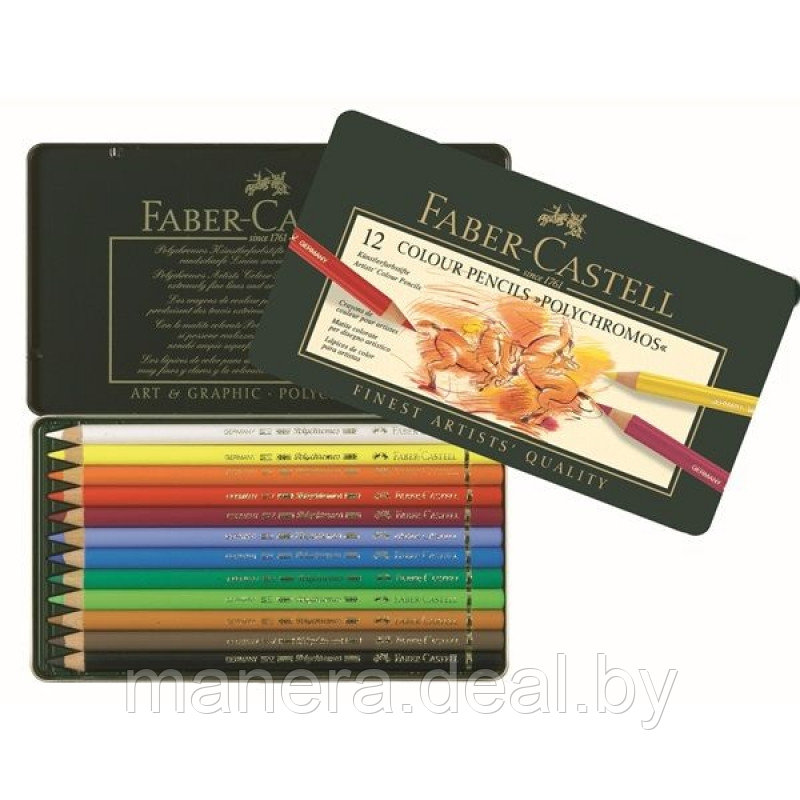 Профессиональные цветные карандаши Faber- Castell "POLYCHROMOS" 12 цветов - фото 1 - id-p88695897