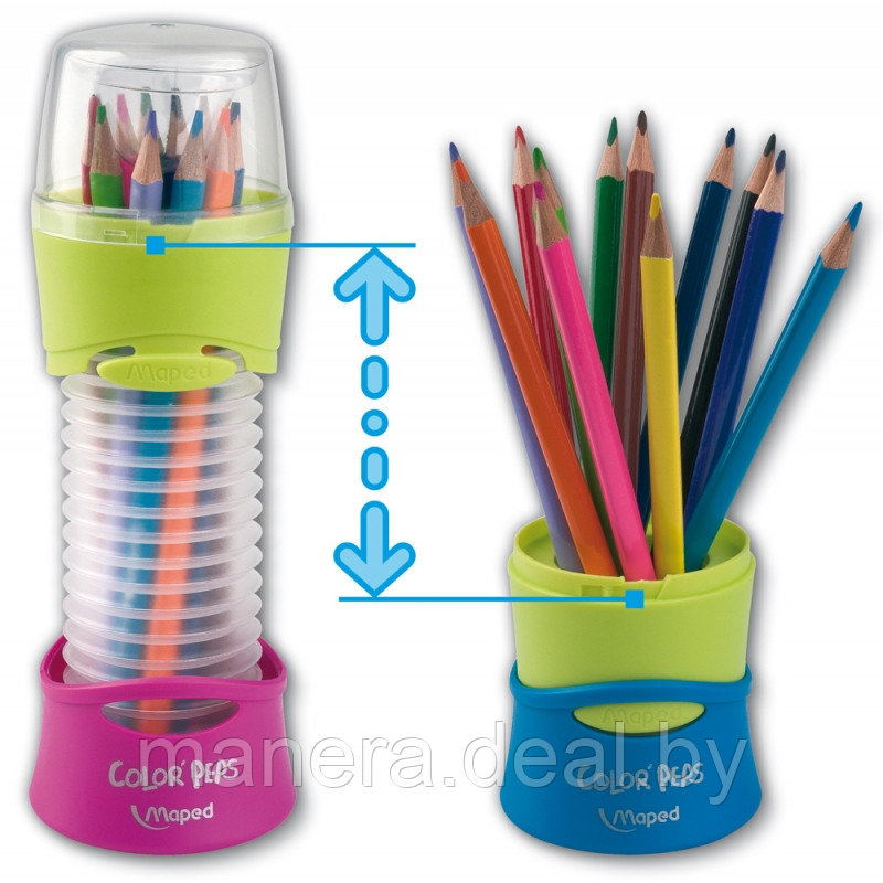 Цветные карандаши Flexbox в пластиковом пенале-подставке 12 цветов - фото 1 - id-p88696382