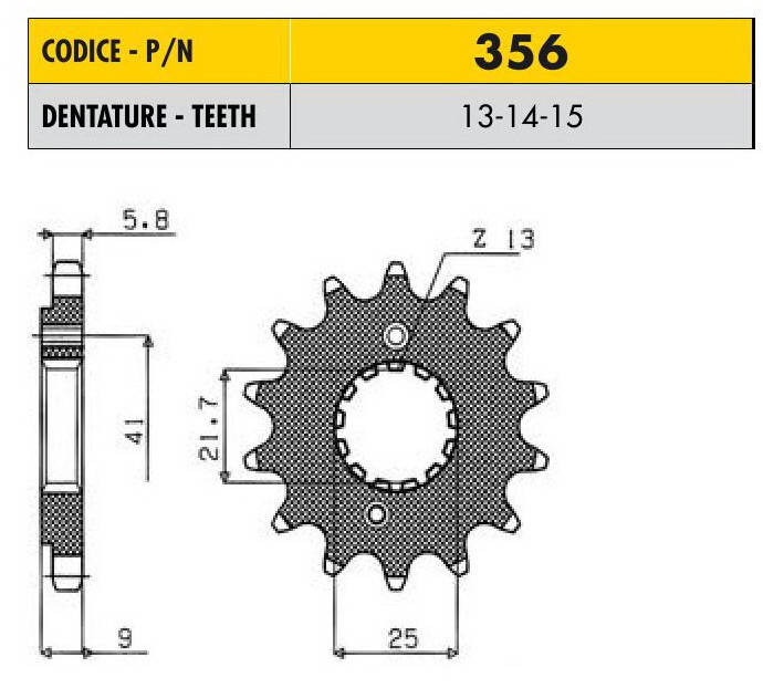 Звездочка ведущая Sunstar 356-14 зубьев - фото 1 - id-p88713500