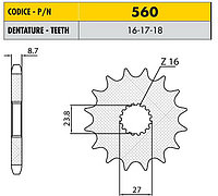 Звездочка ведущая Sunstar 560-18 зубьев