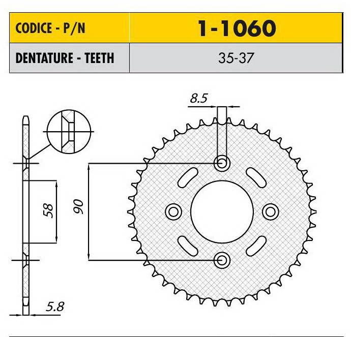 Звездочка ведущая Sunstar 1-1060-37 зубьев