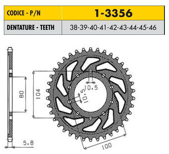 Звездочка ведущая Sunstar 1-3356-39 зубьев