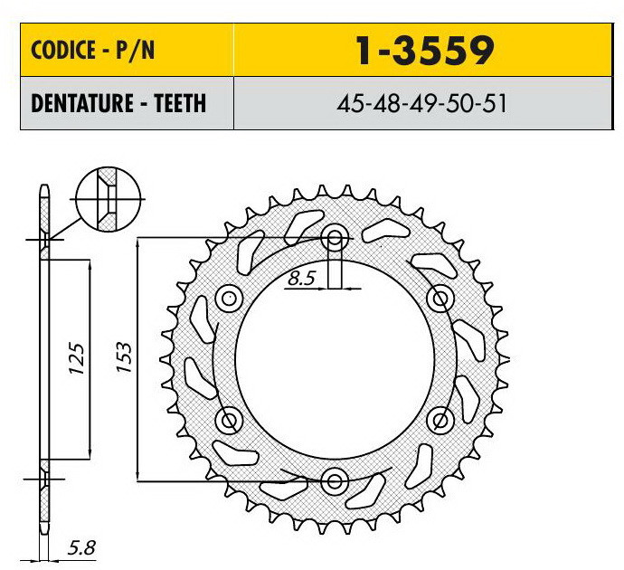 Звездочка ведущая Sunstar 1-3559-49 зубьев