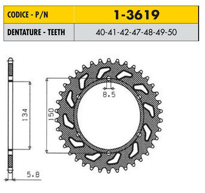 Звездочка ведущая Sunstar 1-3619-42 зубьев