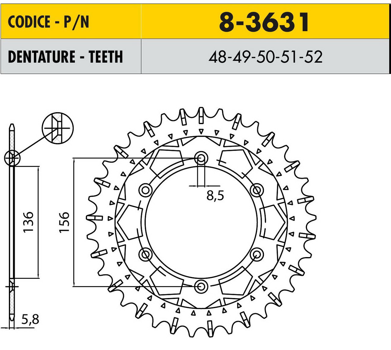 Звездочка ведущая Sunstar 8-3631-48 зубьев