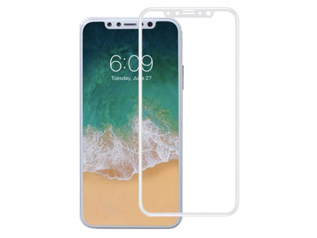 Защитное стекло на iPhone X / XS (полноразмерное, белое)