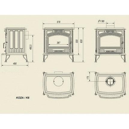Чугунный камин KOZA K6 с вентилятором ( д.130 д.150) - фото 3 - id-p88872078