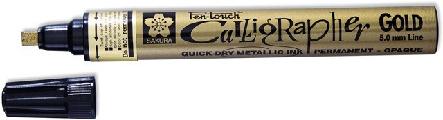 Маркер для каллиграфии Pen-Touch Calligrapher 5мм, золото, Sakura - фото 2 - id-p88875749