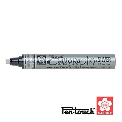 Маркер для каллиграфии Pen-Touch Calligrapher 5мм, серебро, Sakura - фото 1 - id-p88879395