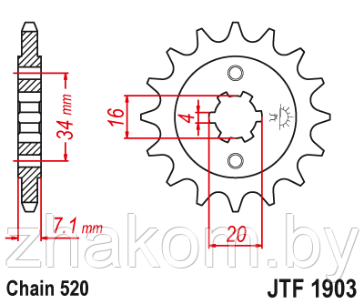 Звездочка ведущая JTF1903.15 зубьев
