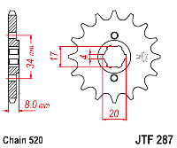 Звездочка ведущая JTF287.15 зубьев