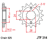 Звездочка ведущая JTF314.16 зубьев