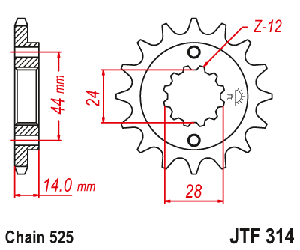 Звездочка ведущая JTF314.16 зубьев