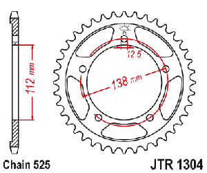 Звездочка ведомая JTR1304.45 зубьев