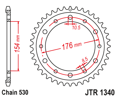 Звездочка ведомая JTR1340.44 зубьев