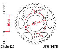 Звездочка ведомая JTR1478.34 зубьев