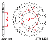 Звездочка ведомая JTR1478.36 зубьев